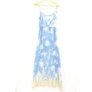 O Pi Dress Women's Casual String Strap Tie Dyed Summer With Lace Hem Small S